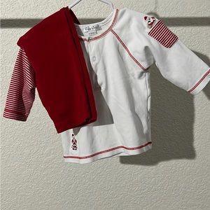 Kissy Kissy Red and White Santa shirt and pant set